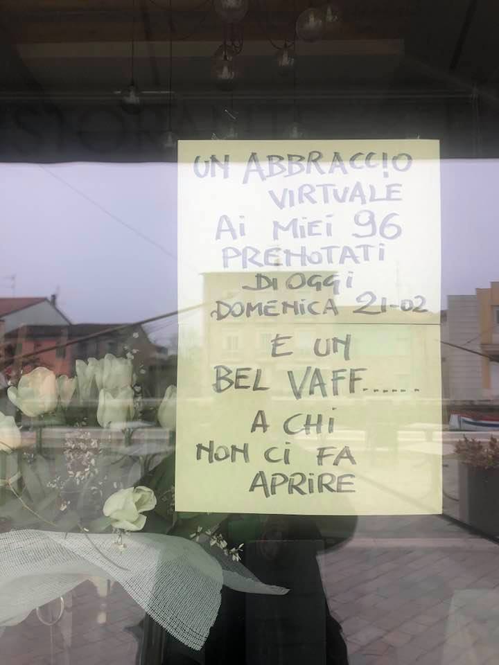 “Un abbraccio virtuale ai miei 96 prenotati di oggi…”