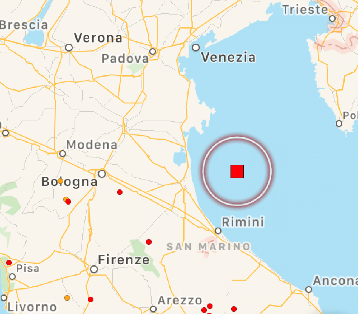 Ieri un’altra sveglia col terremoto: epicentro in mare a 5 chilometri da Cesenatico