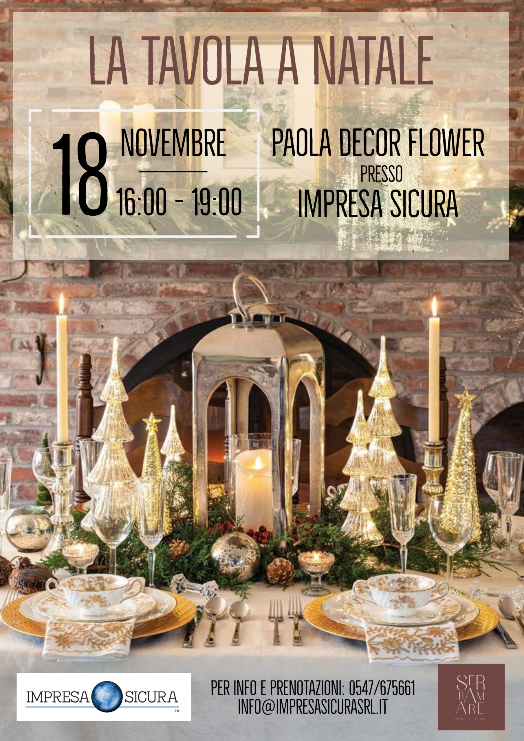 Venerdì 18 novembre: “la tavola a Natale” corso dimostrativo e aperitivo