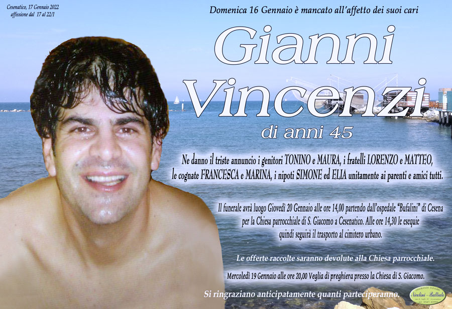 Fissata la data del funerale di Gianni