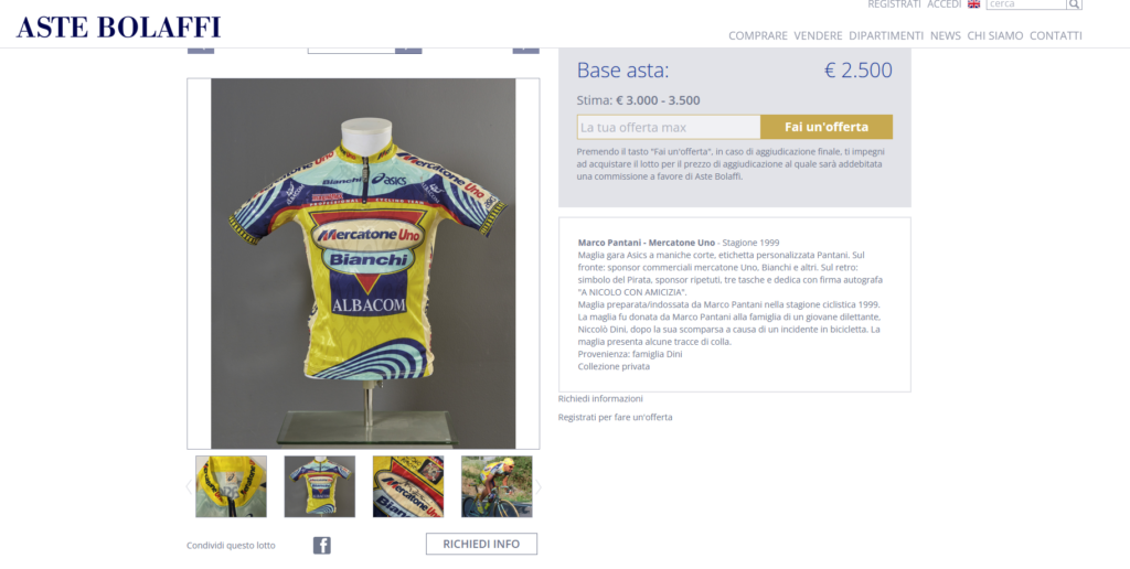 asta maglia pantani