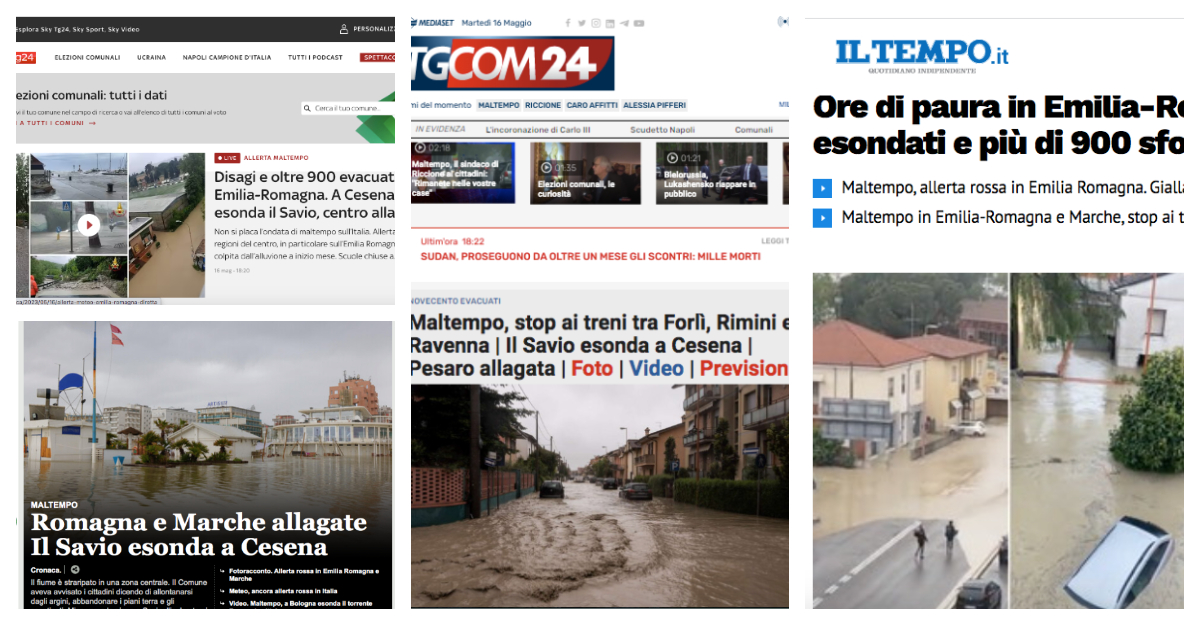 Il maltempo in Romagna conquista le prime pagine dei portali nazionali