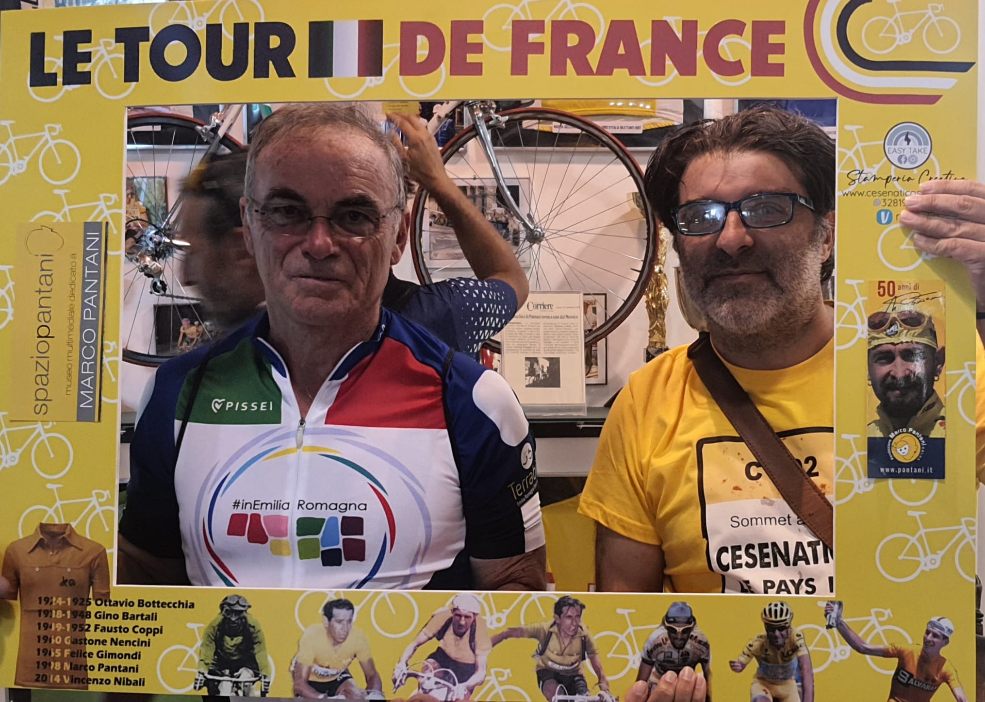 Bernard Hinault in visita allo spazio Pantani