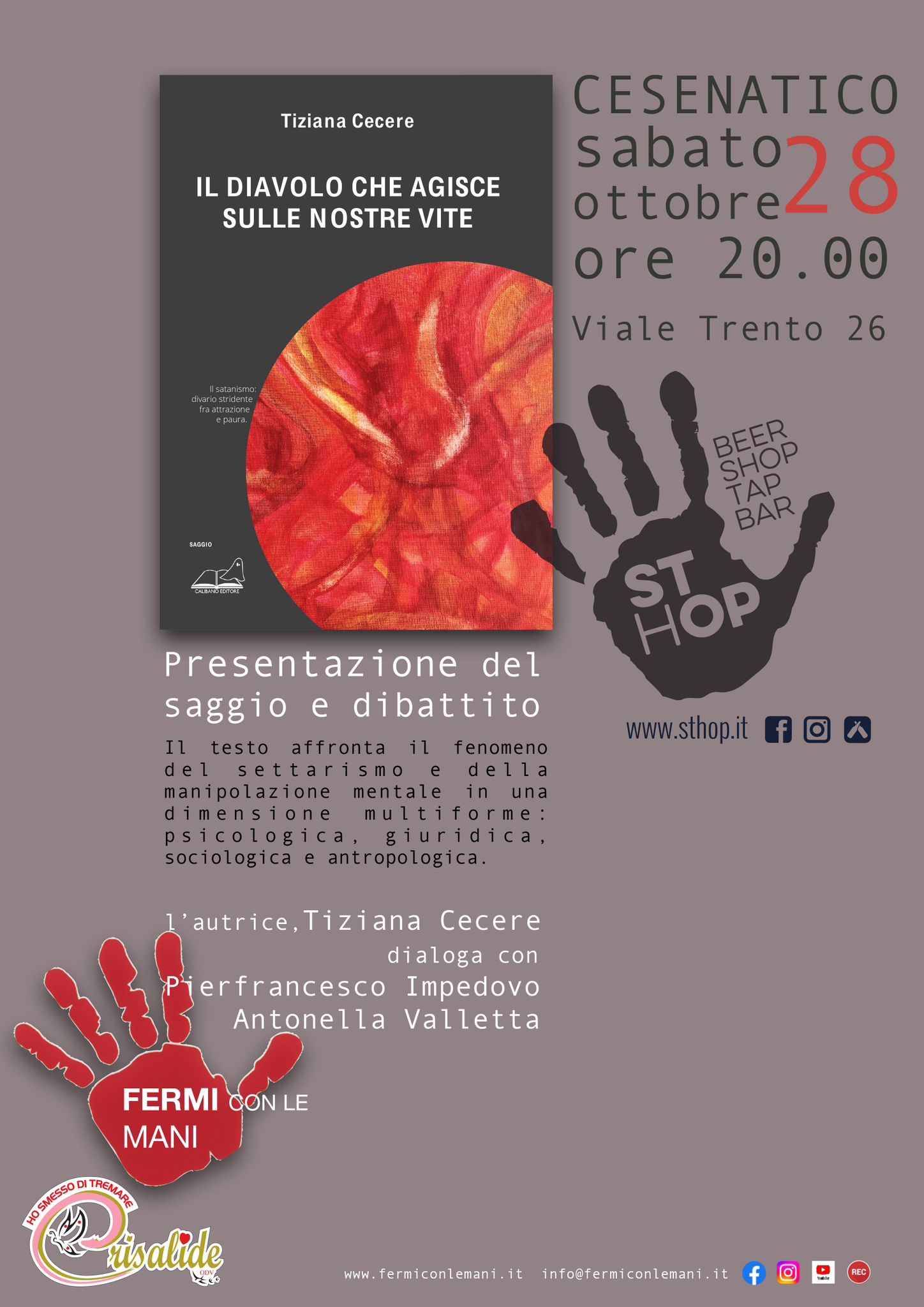 28 ottobre allo Sthop di Cesenatico si parla di violenza mentale e fisica con l’ass. Fermiconlemani