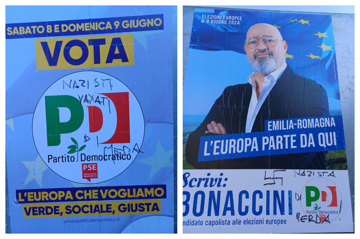 Insulti nazisti sui manifesti di Bonaccini: il Pd di Cesenatico sporge denuncia