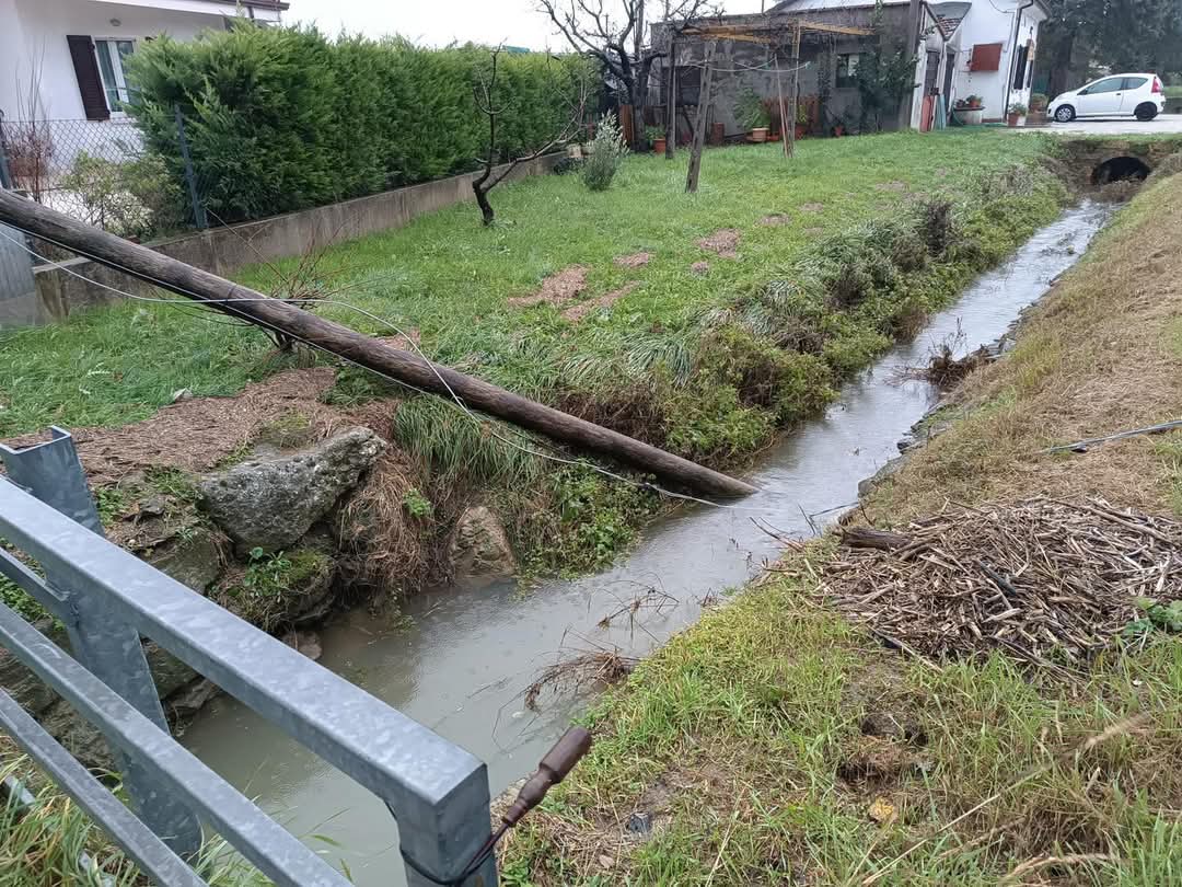 Maltempo a Cesenatico, crolla un palo a Cannucceto