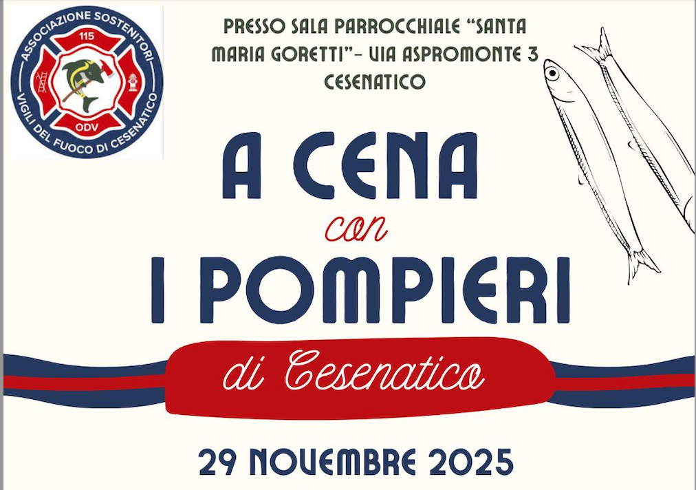 Cesenatico, cena solidale con i Vigili del Fuoco
