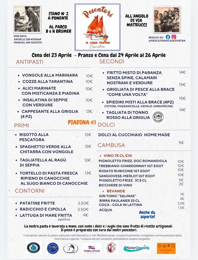 menù pescatori a casa vostra