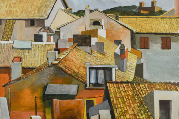 Renato Guttuso (1912 - 1987) Tetti a Roma 1976 Olio su tela Cm 70 x 90