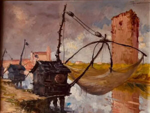 quadro con la torre medievale di cesenatico