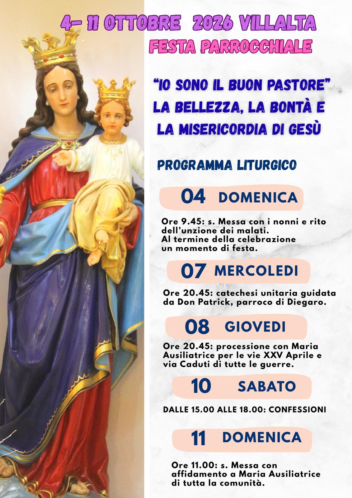 festa parrocchiale villalta - programma religioso